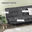 Grey Tufted 3 Seater Sofa Bed with Adjustable Armrests and Backrest