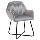 Grey Modern Upholstered Arm Chair with Metal Base for Living Room