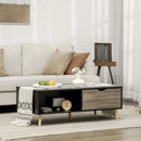 Modern Black Coffee Table with Storage Shelves and Drawers