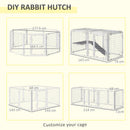 Large Grey Rabbit Hutch with Door and Divider