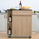 White Kitchen Storage Trolley Cart with Locking Wheels