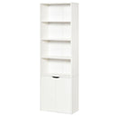 White 6-Tier Tall Bookcase with Double Door Storage Cabinet, 59 x 29 x 180cm