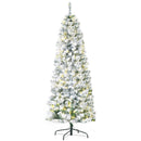 6FT Snow Flocked Christmas Tree with Warm White LED Lights, Green