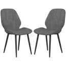 Grey Velvet Dining Chairs, Set of 2 with Metal Legs for Living Room