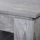 Grey Wood Grain 2-Tier Coffee Table with Bottom Storage Shelf