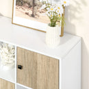 6-Cube Natural Storage Cabinet with Doors for Dining & Living Room