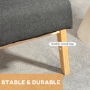 Dark Grey Fabric Armchair with Rubber Wood Frame and Padded Cushion