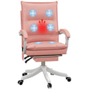 Vinsetto Pink Massage Office Chair with Heat and Footrest
