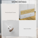 White 2-Door Wardrobe with Drawers and Hanging Rod for Bedroom Storage