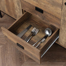 Industrial Distressed Brown Sideboard with Drawers and Adjustable Shelves