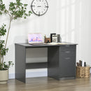 Grey High Gloss Computer Desk with Drawers and Storage Cabinet, 120x60cm