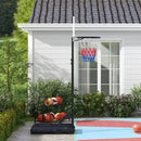 Adjustable Basketball Stand Net System with Wheels, Enlarged Base, Black, PE Backboard