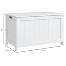White Wooden Storage Trunk with Safety Hinges, Cut-out Handles - 76 x 40 x 48 cm