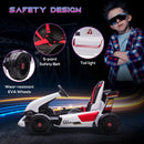 Electric Kids Go Kart - White, Adjustable Footrest, Reversing Steering, 12V Battery, 2 Speeds, Remote Control