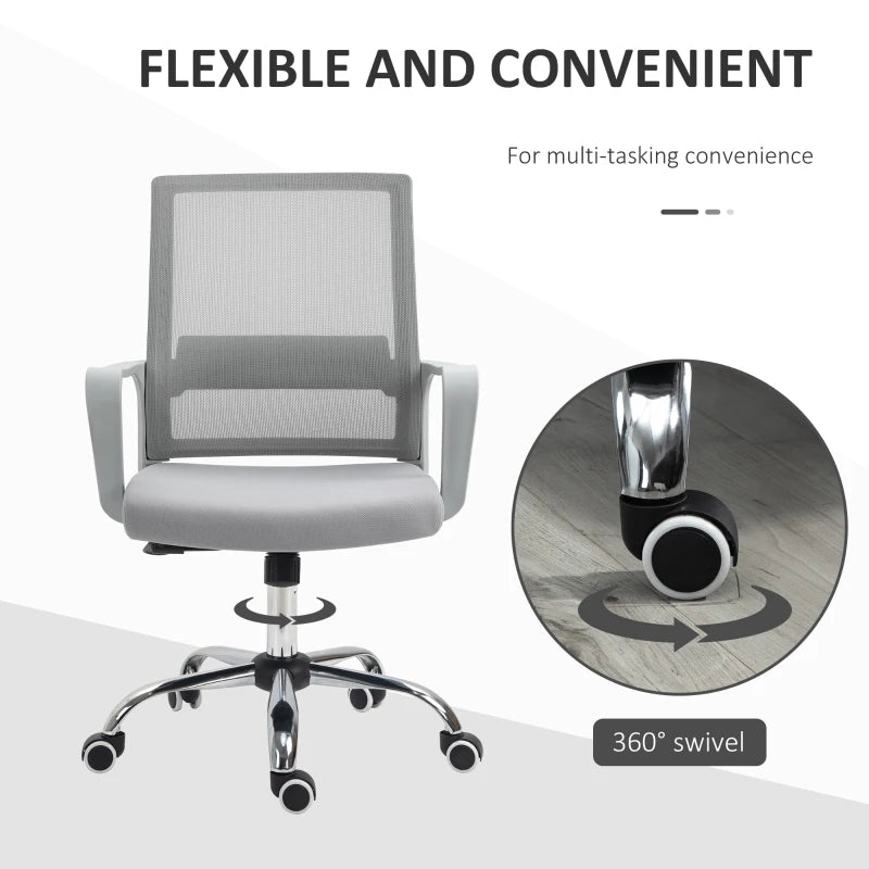 Grey Ergonomic Mesh Office Chair with Adjustable Height Armrest