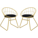 Gold Velvet Dining Chairs Set of 2, Round Back Metal Wire Kitchen Chair