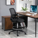 Black Mesh Drafting Chair with Adjustable Height and Footrest