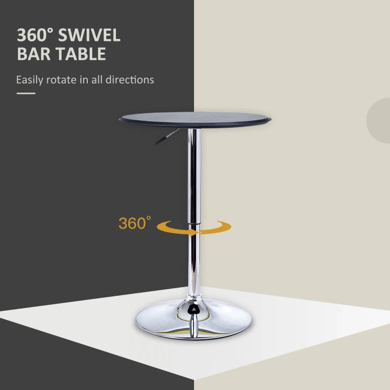 Black Round Bistro Bar Table with Adjustable Height