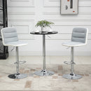 Adjustable Swivel Bar Stools Set of 2, Fabric and Faux Leather, Light Grey