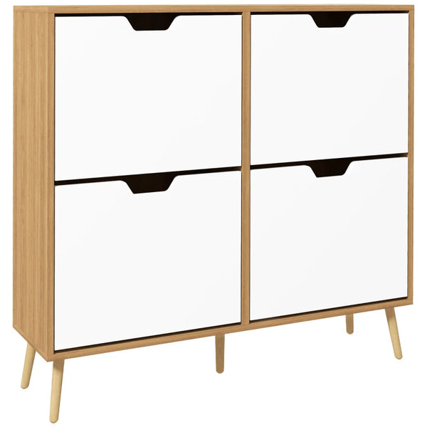 4-Drawer Natural Shoe Storage Cabinet for 16 Pairs