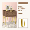 Modern Wooden Nightstand with Gold Metal Legs, White