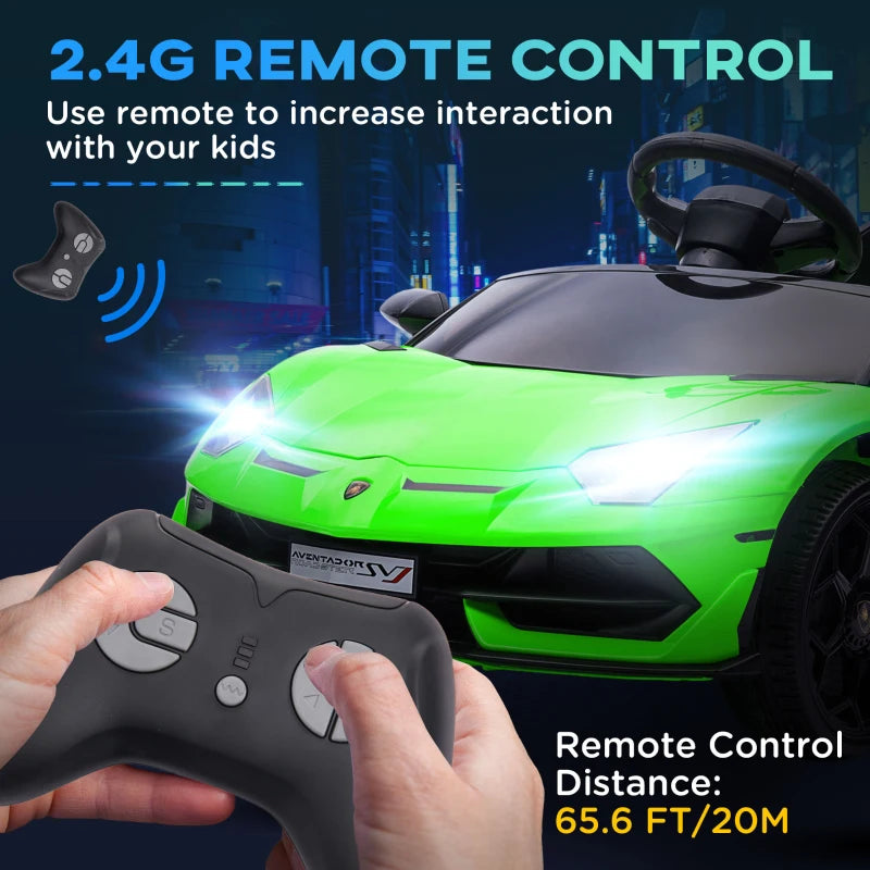 Green Lamborghini Style 12V Kids Electric Car with Butterfly Doors and Remote Control