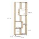 8-Tier Natural Bookcase with Anti-Tipping Foot Pads