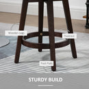 Dark Grey Nailhead Bar Stools Set of 2 with Rubber Wood Legs