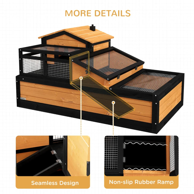 Yellow Wooden Tortoise House with Balcony and Roof