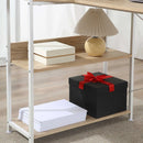 Oak Computer Desk with 4-Tier Storage Shelf and Bookshelf, Metal Frame - 120 x 70 x 120cm