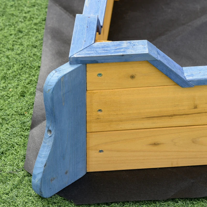 Wooden Pirate Ship Sand Pit - Blue Outdoor Kids Sandboat Playset