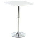 White Square Adjustable Bar Table with Metal Base