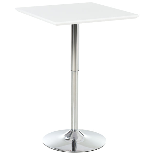 White Square Adjustable Bar Table with Metal Base