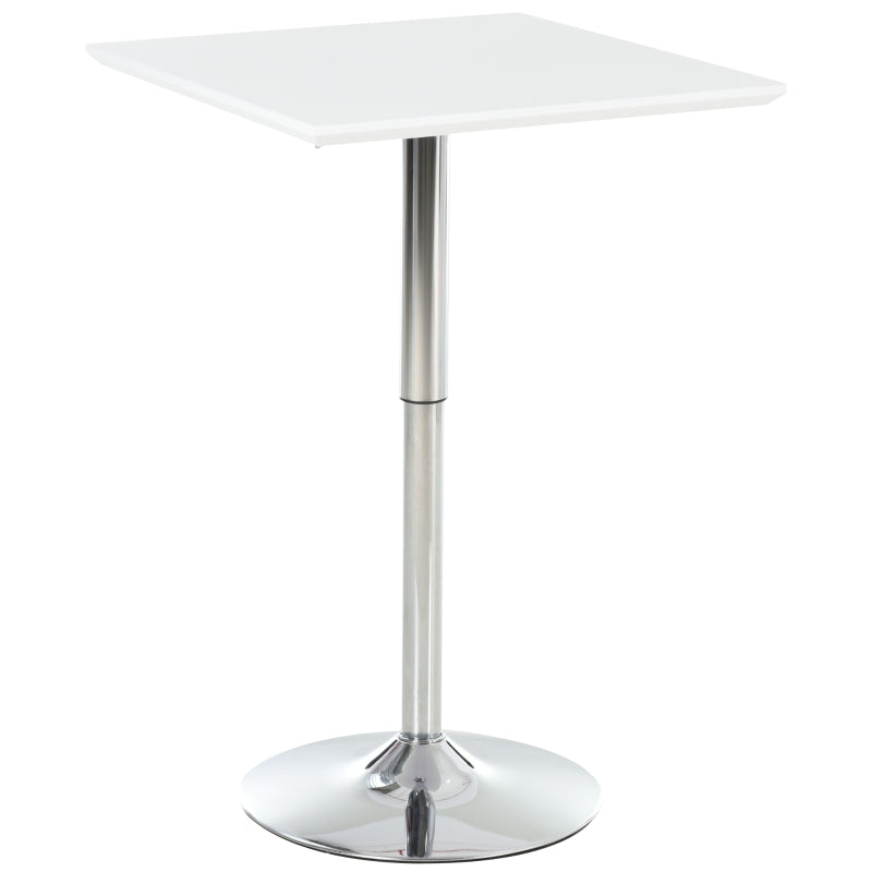 White Square Adjustable Bar Table with Metal Base
