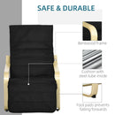 Black Wooden Reclining Lounge Chair with Adjustable Footrest & Cushion