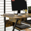 Brown/Black Multi-Storage Work Desk with Sliding Keyboard Tray