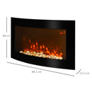 Curved Glass Electric Fireplace with 7 Colour Side Lights, 1000/2000W, 89.2cm x 48cm
