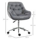 Dark Grey Velvet Ergonomic Office Chair with Adjustable Height and Support