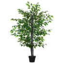 Vibrant Green Artificial Banyan Plant in Cement Pot - Indoor/Outdoor Decor