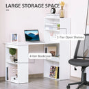 White 120cm Computer Desk with Bookshelf and 6 Shelves
