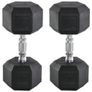 Black Rubber Hex Dumbbell Set - 35kg Total Weight