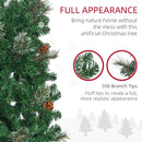6.5FT Tall Slim Green Christmas Tree with Realistic Branches and Pine Cones