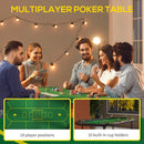 Green Foldable Poker Mat, 10-Player Table Top with Cup Holder & Carry Bag