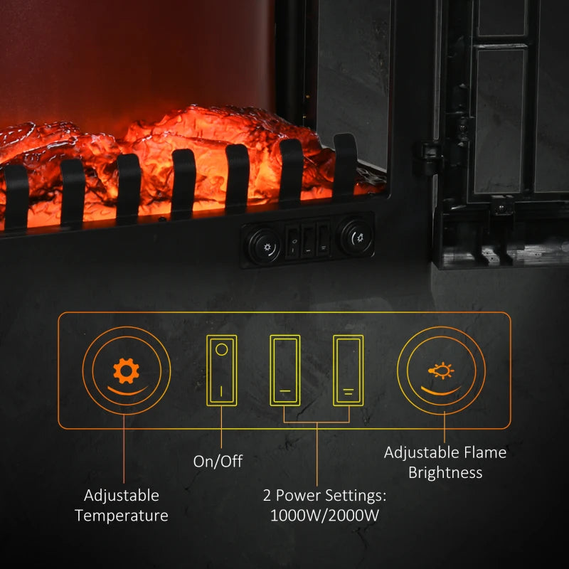 Black Electric Fireplace Heater with LED Flame Effect