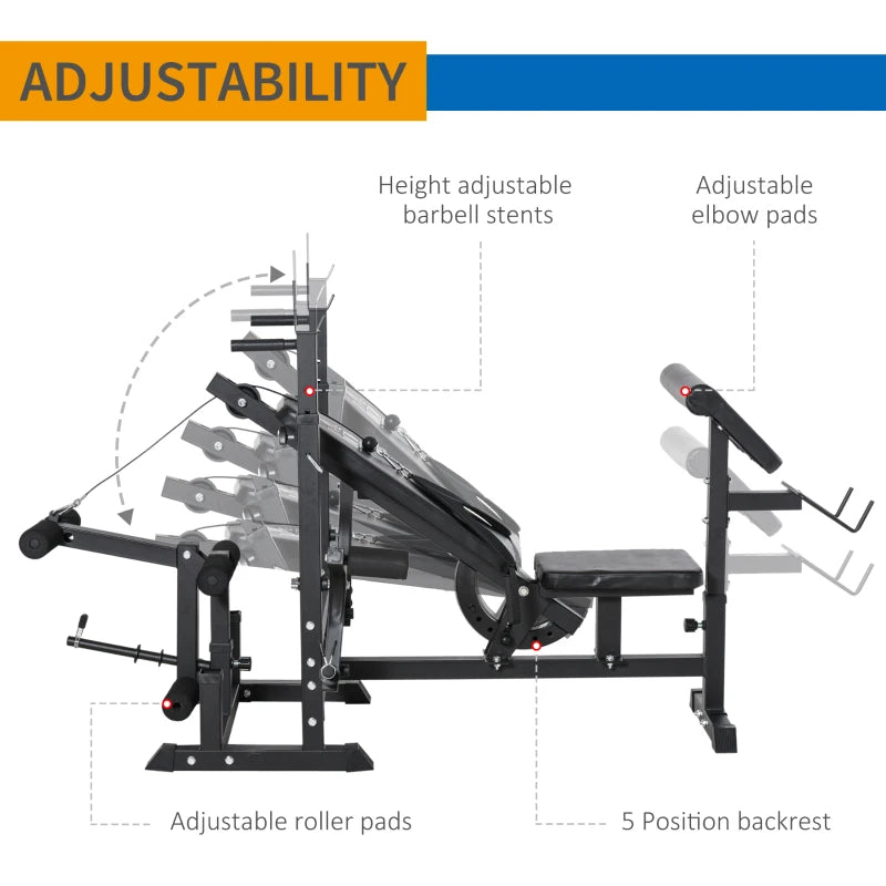 Black Multi-Function Weight Bench with Resistance Bands