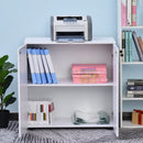 White 2-Tier Lockable Office Storage Cabinet with 2 Keys