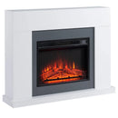 White Electric Fireplace Heater with Remote Control - 2000W, LED Flame Effect