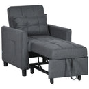 Grey Convertible Sleeper Chair with Adjustable Backrest and Side Pockets