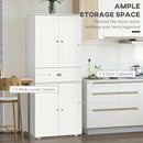 White Tall Kitchen Storage Cabinet with Drawer & Adjustable Shelves