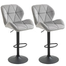 Light Grey Adjustable Swivel Bar Stools Set of 2 with Backrest